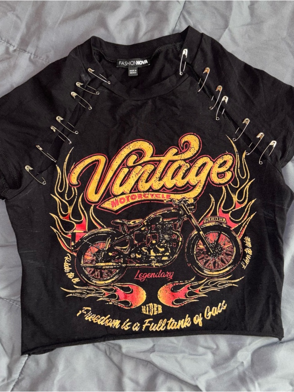 Black motorcycle crop top